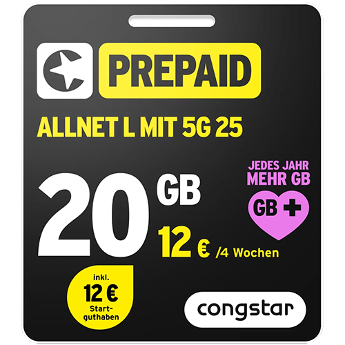 congstar Prepaid Allnet L mit 5G mit 25 Mbit/s